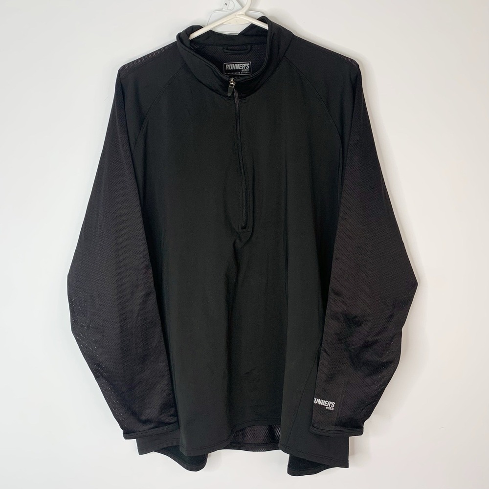 Runners World Lightweight‎ Running Jacket Black Half Zip Men's XL